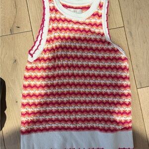 LOFT Pink, Orange and White Sweater Tank Top